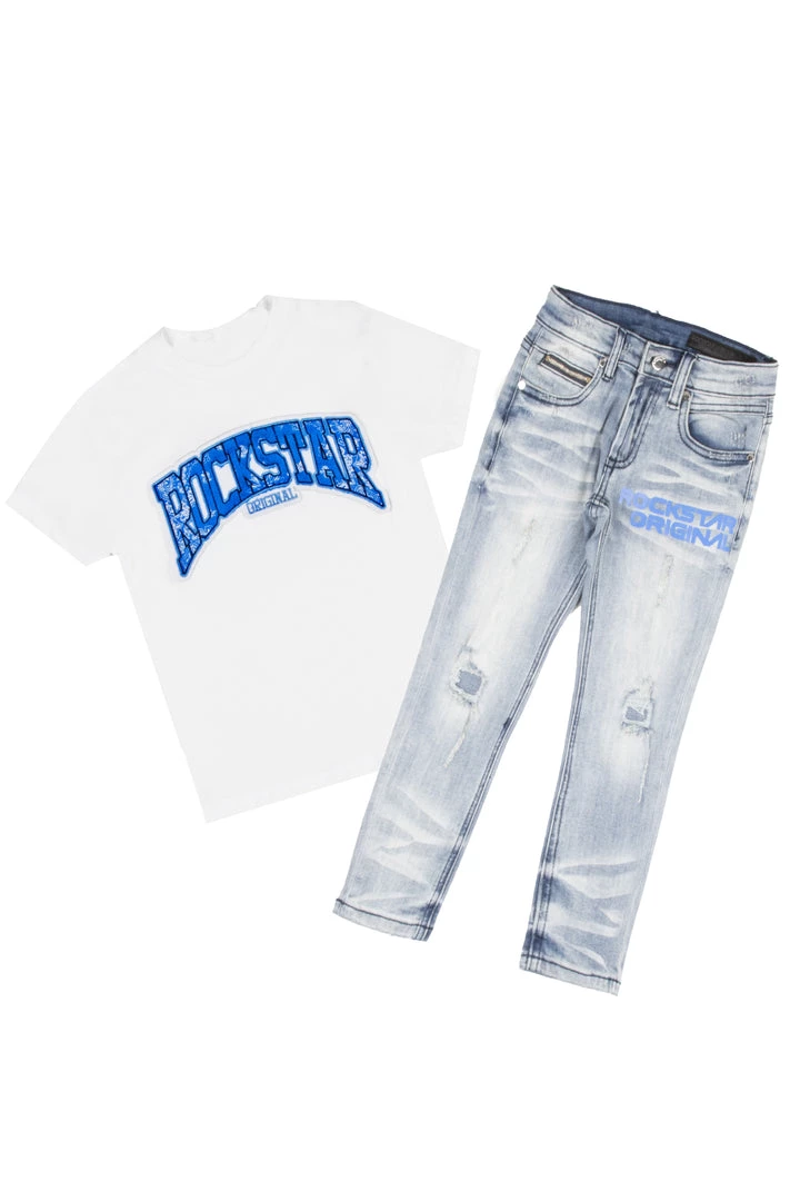 BOYS DENIM SETS BOYS TYRIAN T-SHIRT/JEAN SET-WHITE New Arrivals 1 BOYS DENIM SETS BOYS TYRIAN T-SHIRT/JEAN SET-WHITE New Arrivals