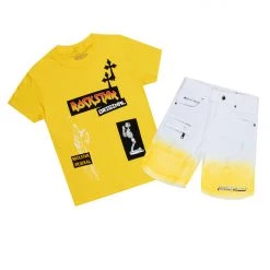 BOYS DENIM SETS BOYS WILLARD DENIM SHORT SET-YELLOW