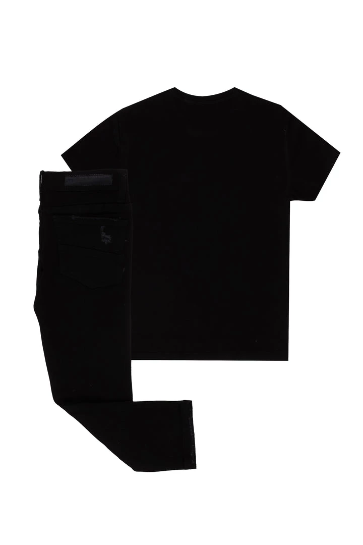 BOYS DENIM SETS BOYS DENOK T-SHIRT/JEAN SET-BLACK 4 BOYS DENIM SETS BOYS DENOK T-SHIRT/JEAN SET-BLACK