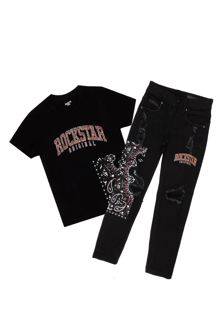 BOYS DENIM SETS BOYS DENOK T-SHIRT/JEAN SET-BLACK 1 BOYS DENIM SETS BOYS DENOK T-SHIRT/JEAN SET-BLACK