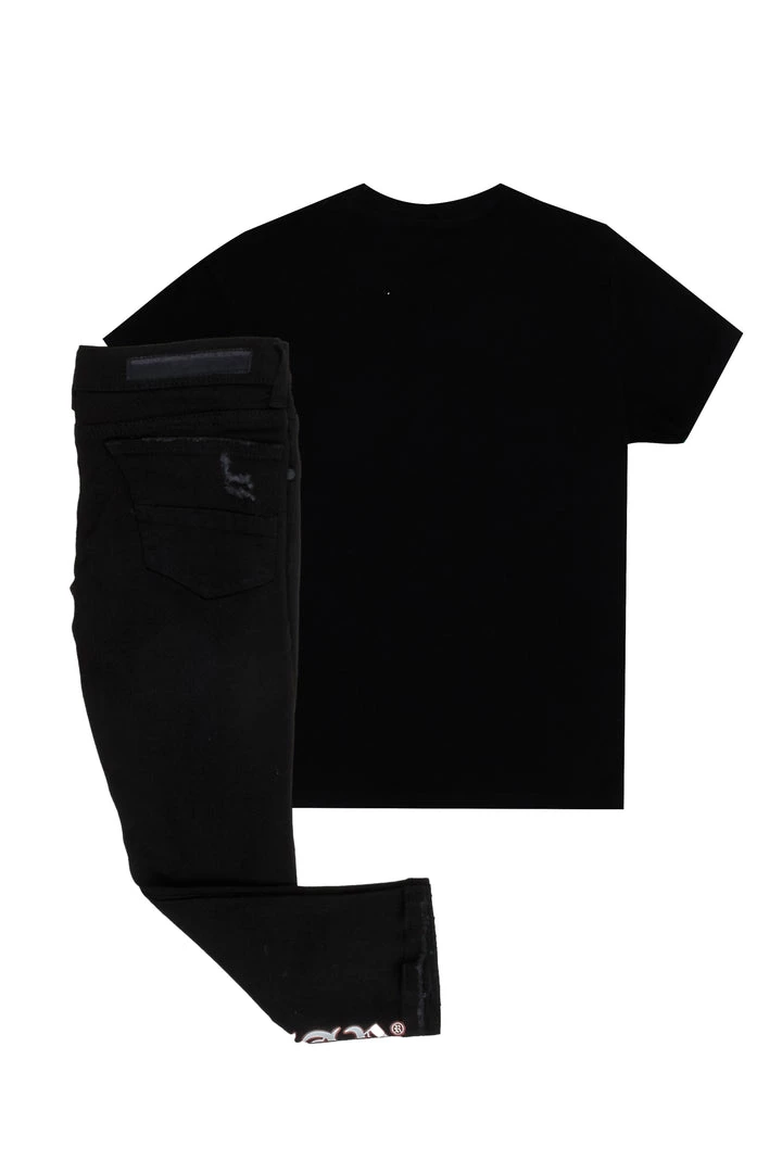 BOYS DENIM SETS BOYS MAIZON T-SHIRT/JEAN SET-BLACK New Arrivals 4 BOYS DENIM SETS BOYS MAIZON T-SHIRT/JEAN SET-BLACK New Arrivals