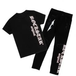 BOYS DENIM SETS BOYS MAIZON T-SHIRT/JEAN SET-BLACK New Arrivals