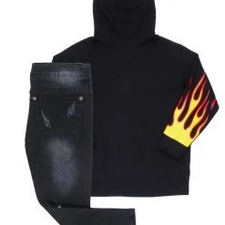 BOYS DENIM SETS BOYS MILLER HOODIE/JEAN SET-BLACK 9 BOYS DENIM SETS BOYS MILLER HOODIE/JEAN SET-BLACK