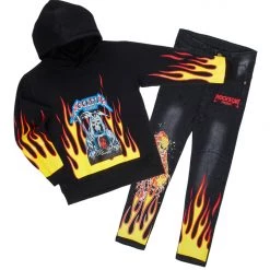 BOYS DENIM SETS BOYS MILLER HOODIE/JEAN SET-BLACK