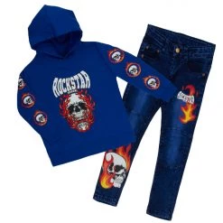 BOYS DENIM SETS New Arrivals BOYS PATRICK HOODIE/JEAN SET-ROYAL BLUE
