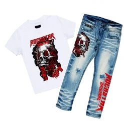BOYS DENIM SETS BOYS RENO T-SHIRT/DENIM SET-WHITE New Arrivals