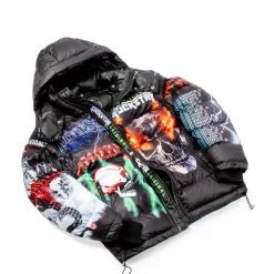 MENS OUTERWEAR Black Nash Graphic Print Puffer Jacket