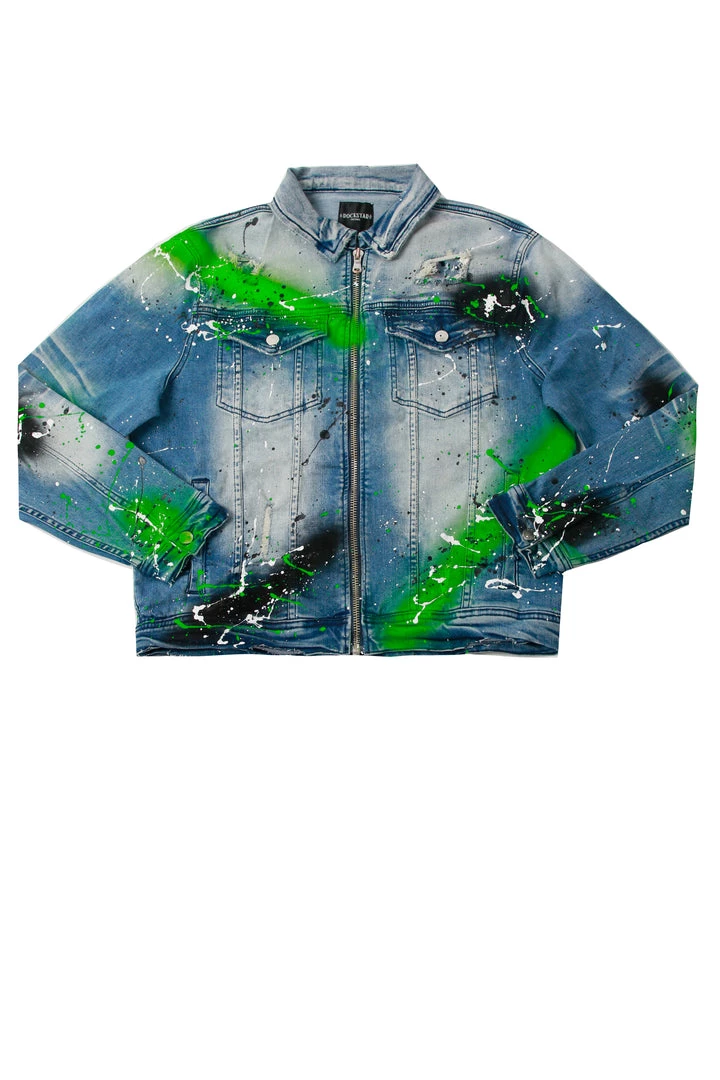 MENS DENIM JACKETS BLINK PAINTER JACKET- GREEN 1 MENS DENIM JACKETS BLINK PAINTER JACKET- GREEN
