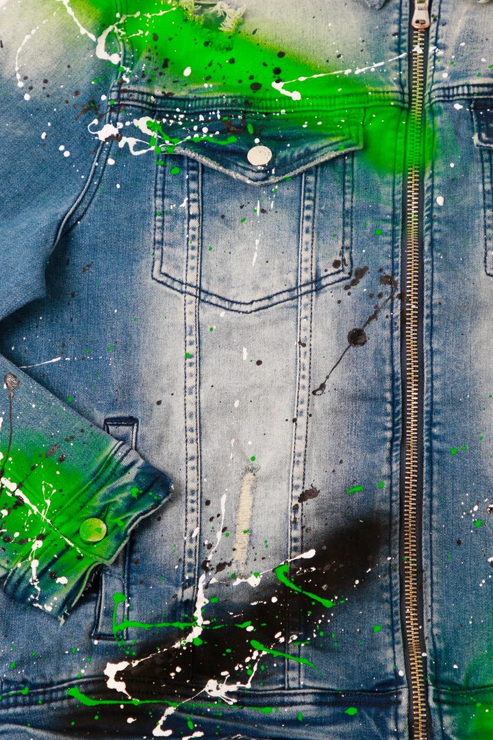 MENS DENIM JACKETS BLINK PAINTER JACKET- GREEN 4 MENS DENIM JACKETS BLINK PAINTER JACKET- GREEN