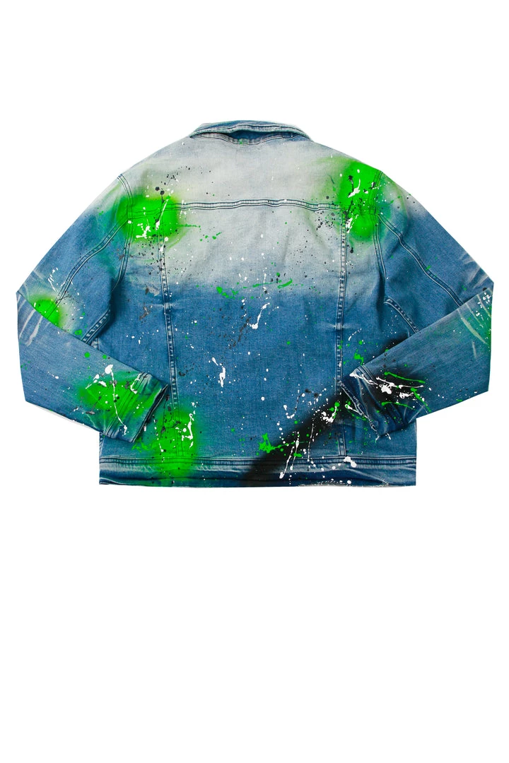 MENS DENIM JACKETS BLINK PAINTER JACKET- GREEN 7 MENS DENIM JACKETS BLINK PAINTER JACKET- GREEN