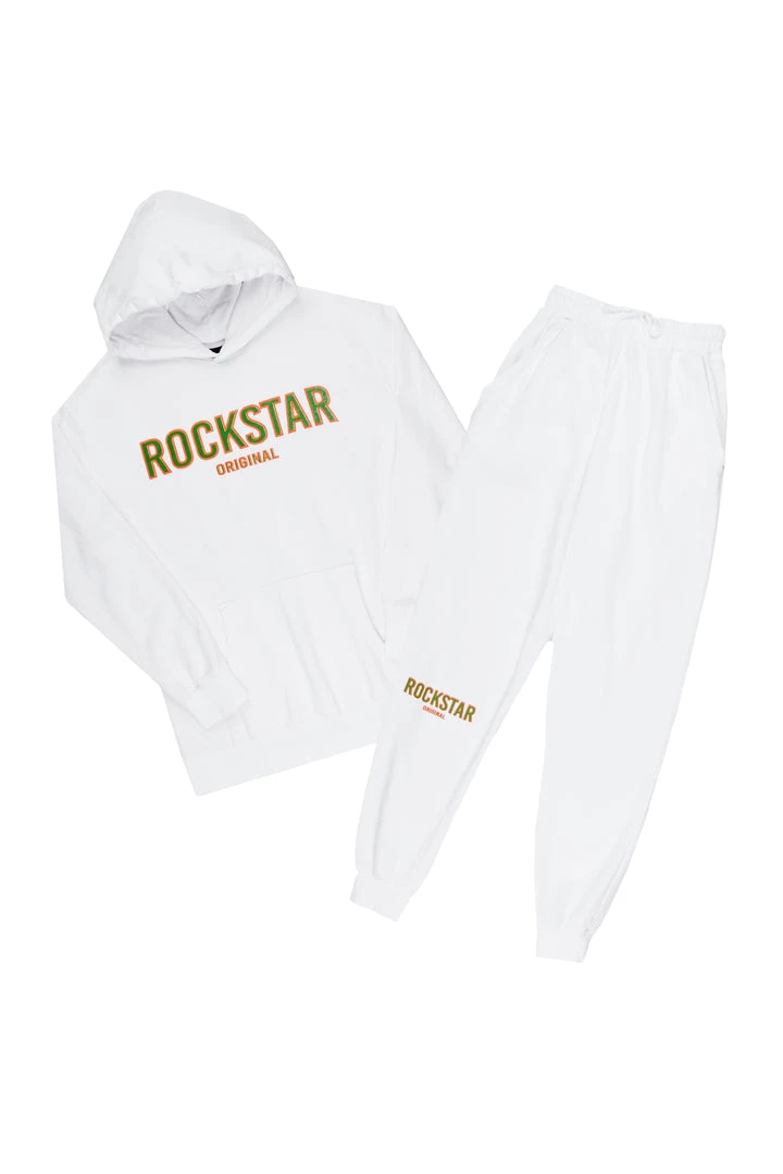 MENS TRACK SETS CASEY HOODIE FLEECE SET-WHITE 9 MENS TRACK SETS CASEY HOODIE FLEECE SET-WHITE