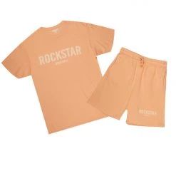 MENS SHORT SETS CASEY T-SHIRT SHORT SET-PEACH