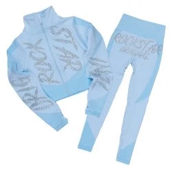 WOMENS ACTIVEWEAR Best Seller CHANEL HIGH WAISTED ACTIVEWEAR SET-BABY BLUE