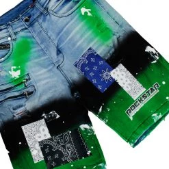 MENS SHORT SETS CIEN T-SHIRT/DENIM SHORT SET-BLK/GREEN