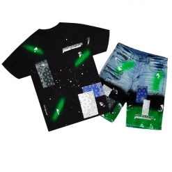 MENS SHORT SETS CIEN T-SHIRT/DENIM SHORT SET-BLK/GREEN