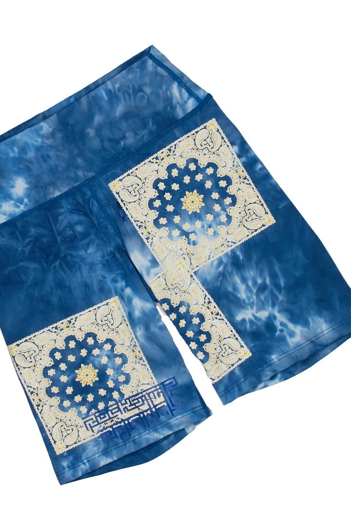 WOMENS ACTIVE SHORT SETS CLARA TIE DYE BIKE SHORT SET-BLUE 5 WOMENS ACTIVE SHORT SETS CLARA TIE DYE BIKE SHORT SET-BLUE