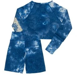 WOMENS ACTIVE SHORT SETS CLARA TIE DYE BIKE SHORT SET-BLUE 17 WOMENS ACTIVE SHORT SETS CLARA TIE DYE BIKE SHORT SET-BLUE