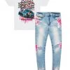 MENS MISC CLAYDON T-SHIRT & ZAYDEN PAINTER JEANS BUNDLE