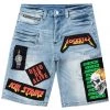 MENS SHORTS CANNON PATCHWORK DENIM SHORT- LIGHT WASH