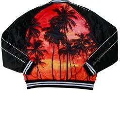 MENS JACKETS Jackets & Outerwear Cayman Logo Bomber Jacket With Stripe Rib Trim Detail- Black