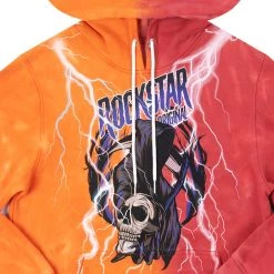 MENS HOODIES & SWEATSHIRTS CHAUNCY TIE DYE GRAPHIC PRINTED HOODIE-ORANGE Tops