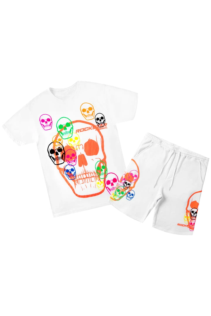 MENS SHORT SETS Cleo White Printed Short Set 2 MENS SHORT SETS Cleo White Printed Short Set