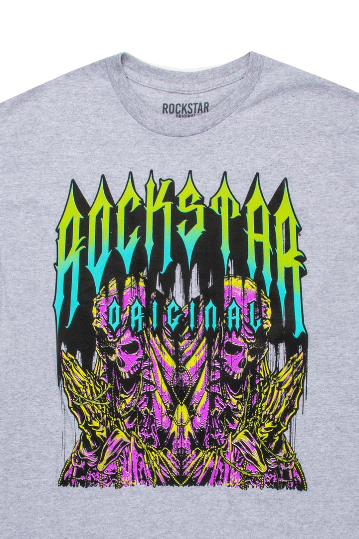 MENS TEES DAMONE GRAPHIC T-SHIRT-HEATHER GREY Tops 2 MENS TEES DAMONE GRAPHIC T-SHIRT-HEATHER GREY Tops