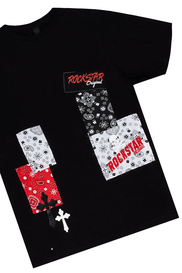 MENS SHORT SETS LENDRICK T-SHIRT/DENIM SHORT SET-BLACK Track Sets 2 MENS SHORT SETS LENDRICK T-SHIRT/DENIM SHORT SET-BLACK Track Sets