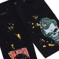 MENS SHORT SETS LANDO T-SHIRT/DENIM SHORT SET-BLACK