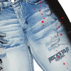 MENS SHORT SETS ILAGO T-SHIRT/DENIM SHORT SET-BLACK