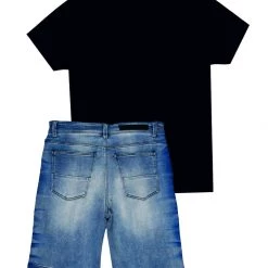 MENS SHORT SETS MURATI T-SHIRT/DENIM SHORT SET-NAVY