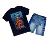 MENS SHORT SETS MURATI T-SHIRT/DENIM SHORT SET-NAVY