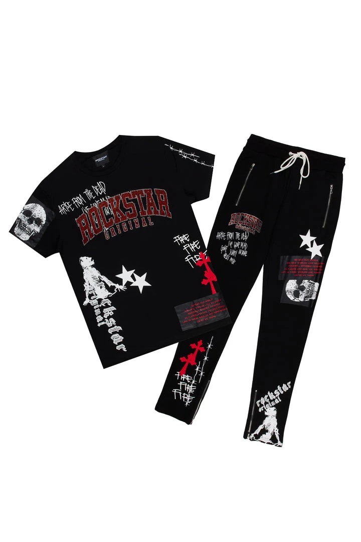 MENS TRACK SETS DENNIS T-SHIRT TRACK SET-BLACK 8 MENS TRACK SETS DENNIS T-SHIRT TRACK SET-BLACK