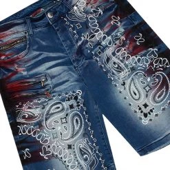 MENS SHORT SETS DENOK T-SHIRT/DENIM SHORT SET-BLK/RED