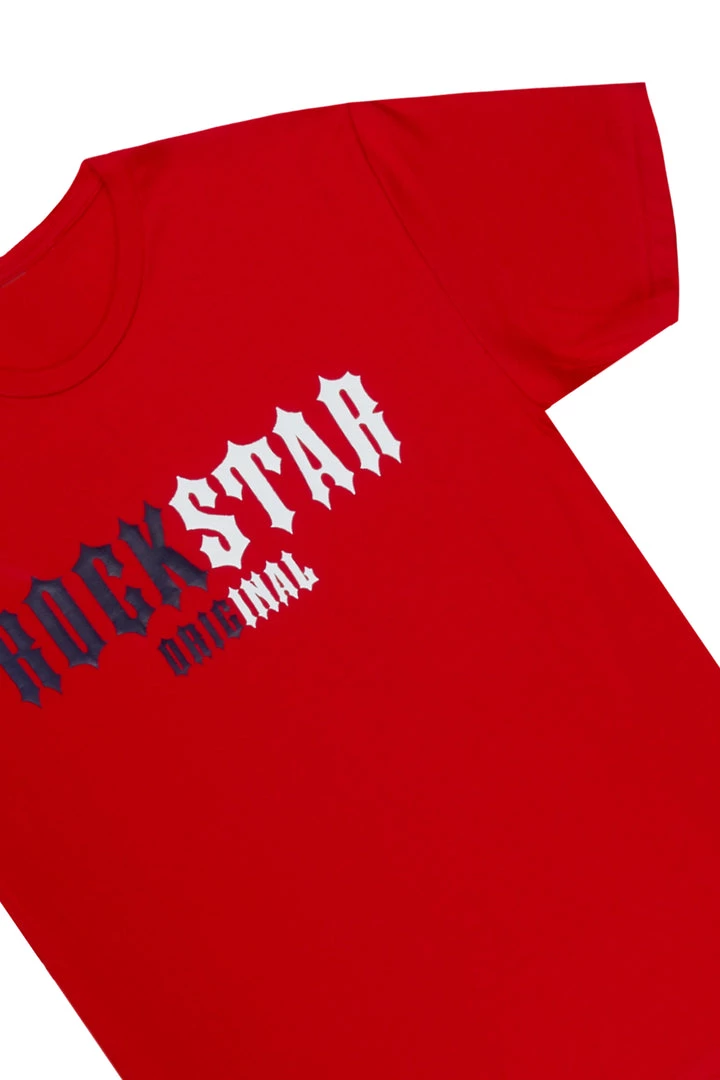 MENS TRACK SETS DEPP T-SHIRT/JOGGER SET-RED/WHITE 2 MENS TRACK SETS DEPP T-SHIRT/JOGGER SET-RED/WHITE