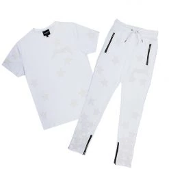 MENS TRACK SETS DOMINIC T-SHIRT TRACK SET-WHITE
