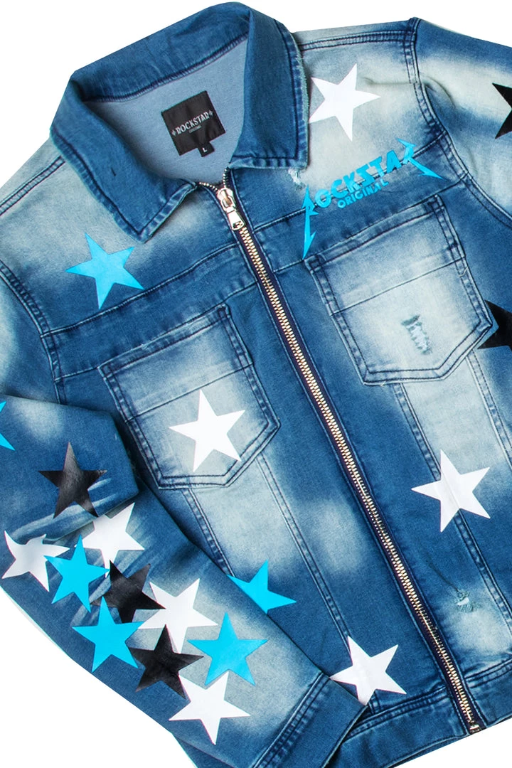 MENS TRACK SETS DOMINIC DENIM JACKET/TRACKPANT SET-WHITE/BLUE 5 MENS TRACK SETS DOMINIC DENIM JACKET/TRACKPANT SET-WHITE/BLUE