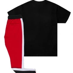 MENS TRACK SETS DRAX T-SHIRT/TRACK PANT SET-BLACK/RED