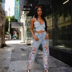 WOMENS JEANS Best Seller Estella Light Wash Distressed Jean