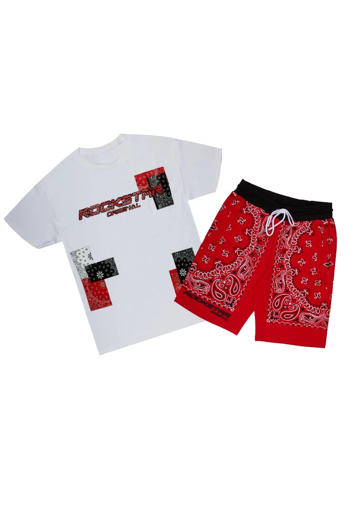 MENS SHORT SETS DURK GRAPHIC SHORT SET-WHITE/RED 1 MENS SHORT SETS DURK GRAPHIC SHORT SET-WHITE/RED