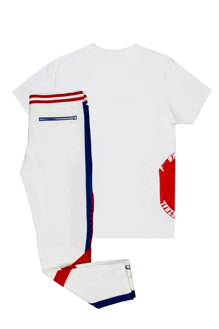 MENS TRACK SETS ELI T-SHIRT/TRACK PANT SET-WHITE 4 MENS TRACK SETS ELI T-SHIRT/TRACK PANT SET-WHITE