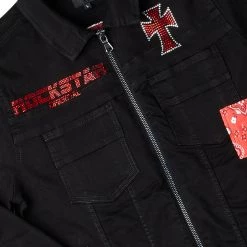 MENS TRACK SETS ENOC DENIM JACKET/TRACKPANT SET-BLACK