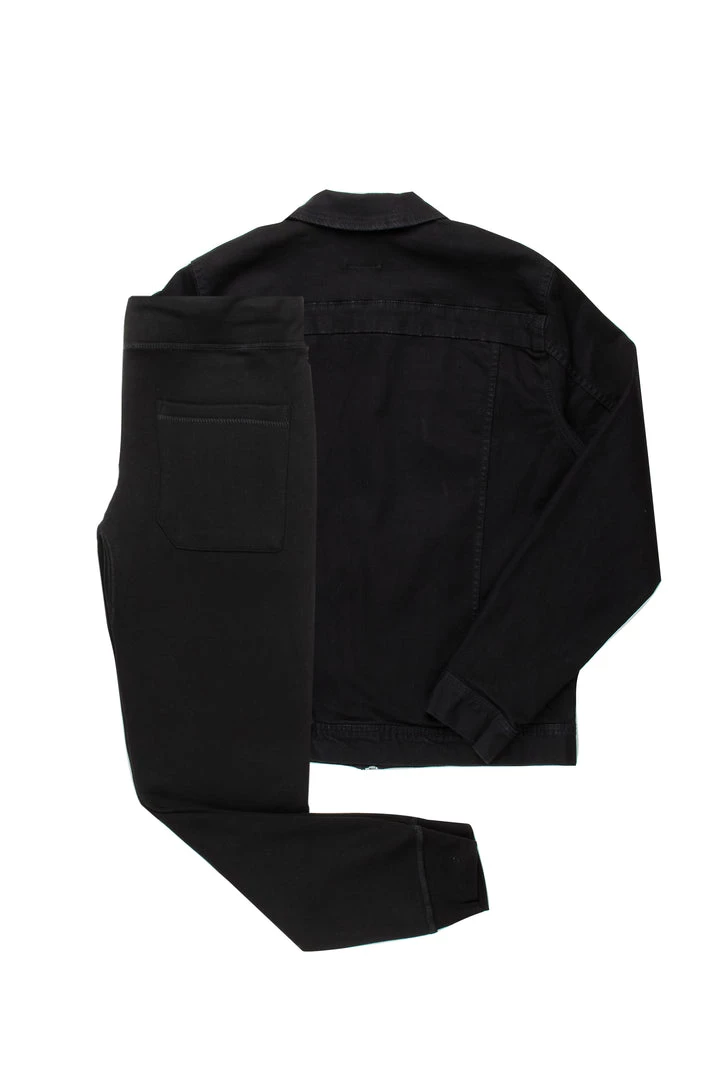 MENS TRACK SETS ENOC DENIM JACKET/TRACKPANT SET-BLACK 4 MENS TRACK SETS ENOC DENIM JACKET/TRACKPANT SET-BLACK