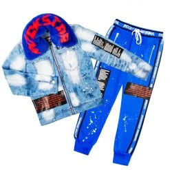 MENS TRACK SETS EVERETT DENIM JACKET/TRACKPANT SET-BLUE