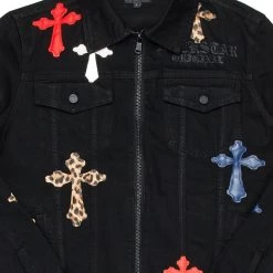 MENS DENIM JACKETS EXO PATCHWORK JACKET- BLACK MULTI