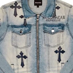 MENS DENIM JACKETS EXO PATCHWORK JACKET- BLUE