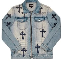 MENS DENIM JACKETS EXO PATCHWORK JACKET- BLUE