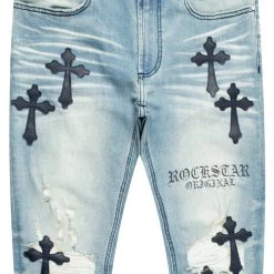 MENS JEANS Denim EXO PATCHWORK JEAN- BLUE