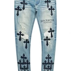 MENS JEANS Denim EXO PATCHWORK JEAN- BLUE