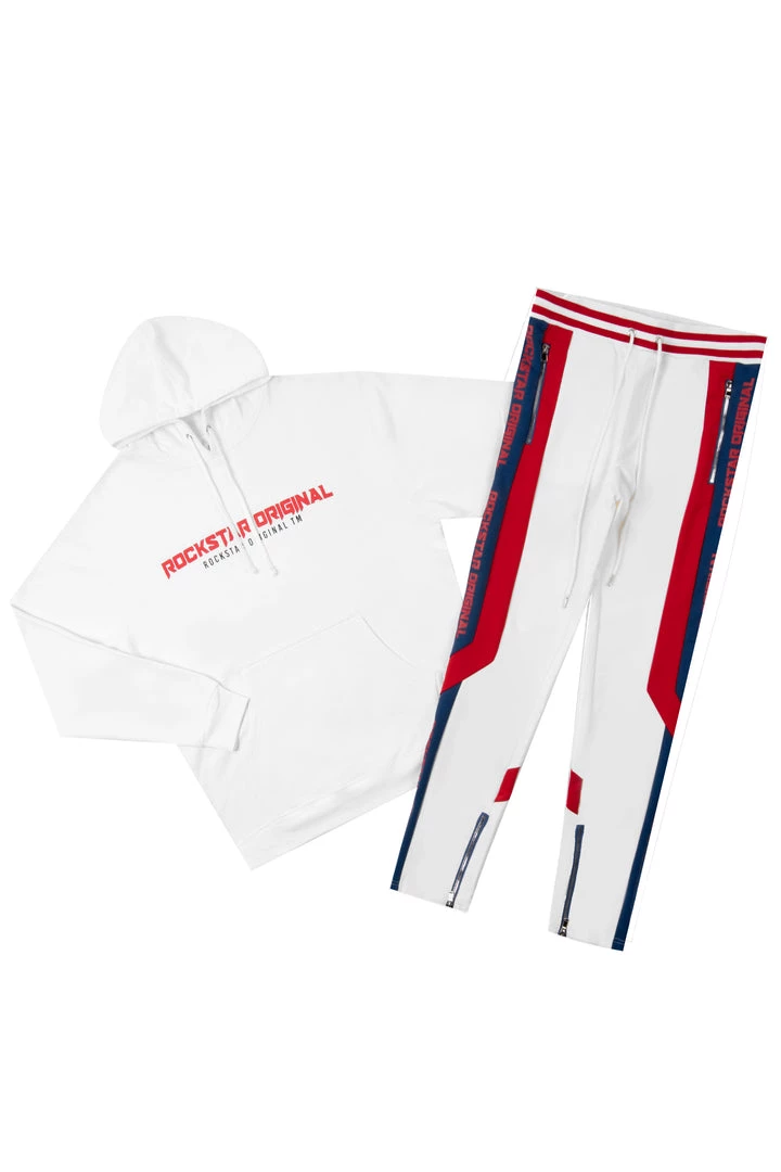 MENS TRACK SETS ELLIS HOODIE TRACK SET-WHITE 1 MENS TRACK SETS ELLIS HOODIE TRACK SET-WHITE